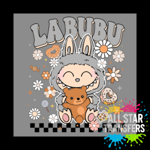 Cute Monster Flower & Donuts - Grey