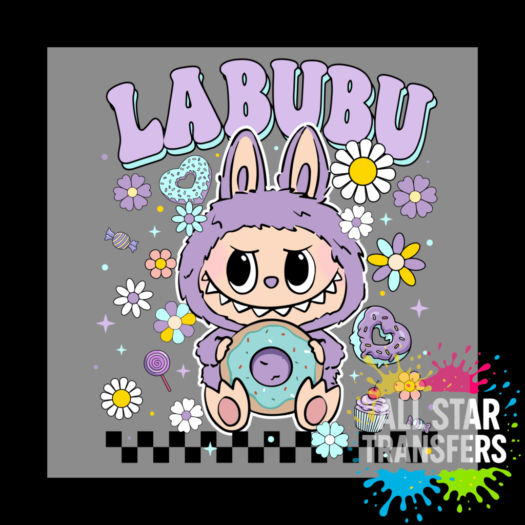 Cute Monster Flower & Donuts - Lilac