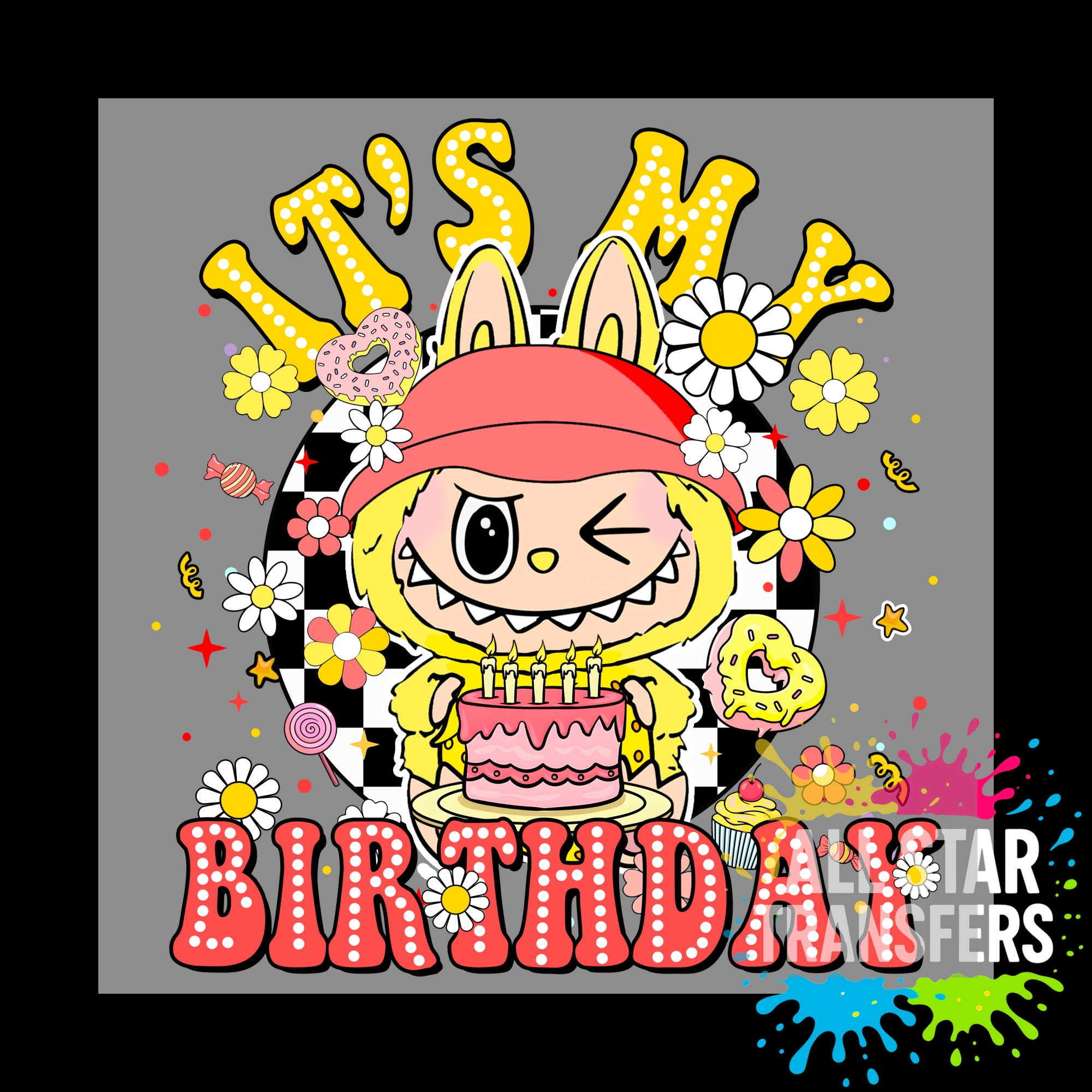 Cute Monster It's My Birthday - Yellow/Red