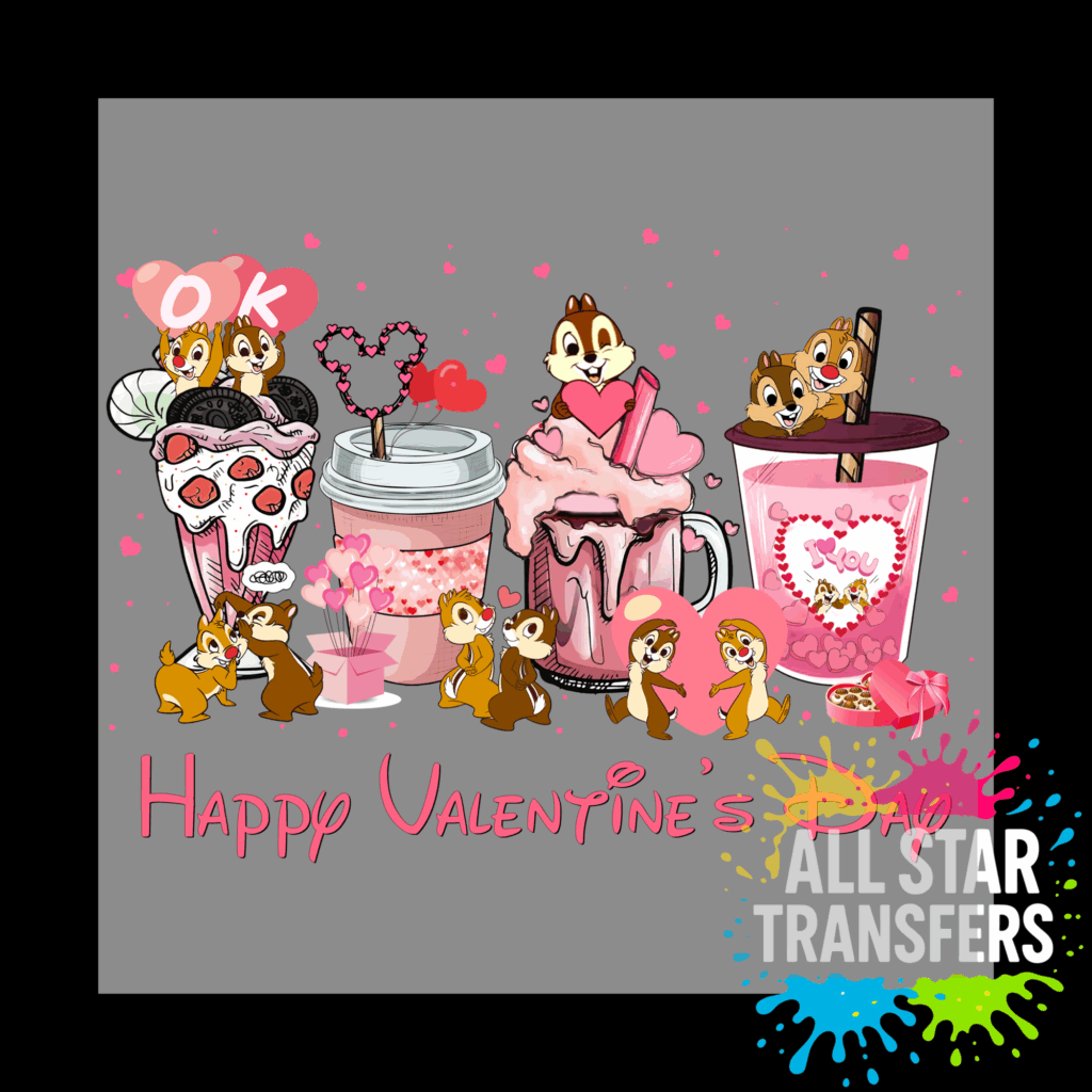 Hot Choc/Ice Cream Happy Valentines Day - Chip & Dale
