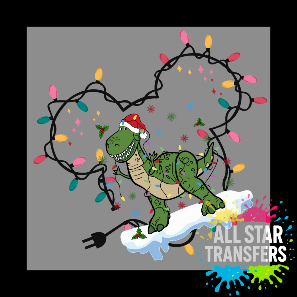 Tangled in Christmas Lights - Toy T-Rex