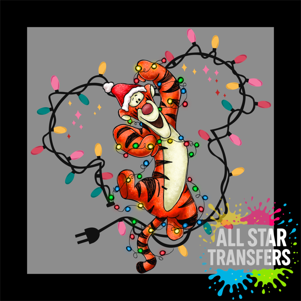 Tangled in Christmas Lights - Tiger