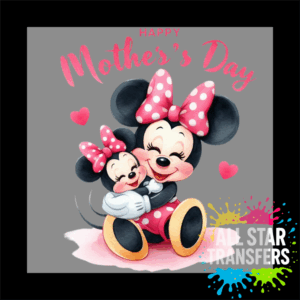 Watercolour Happy Mothers Day - Girl Mouse & Baby - Design 3