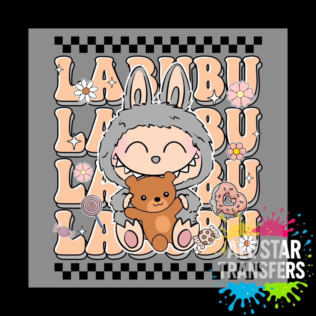 Cute Monster Check - Orange/Grey