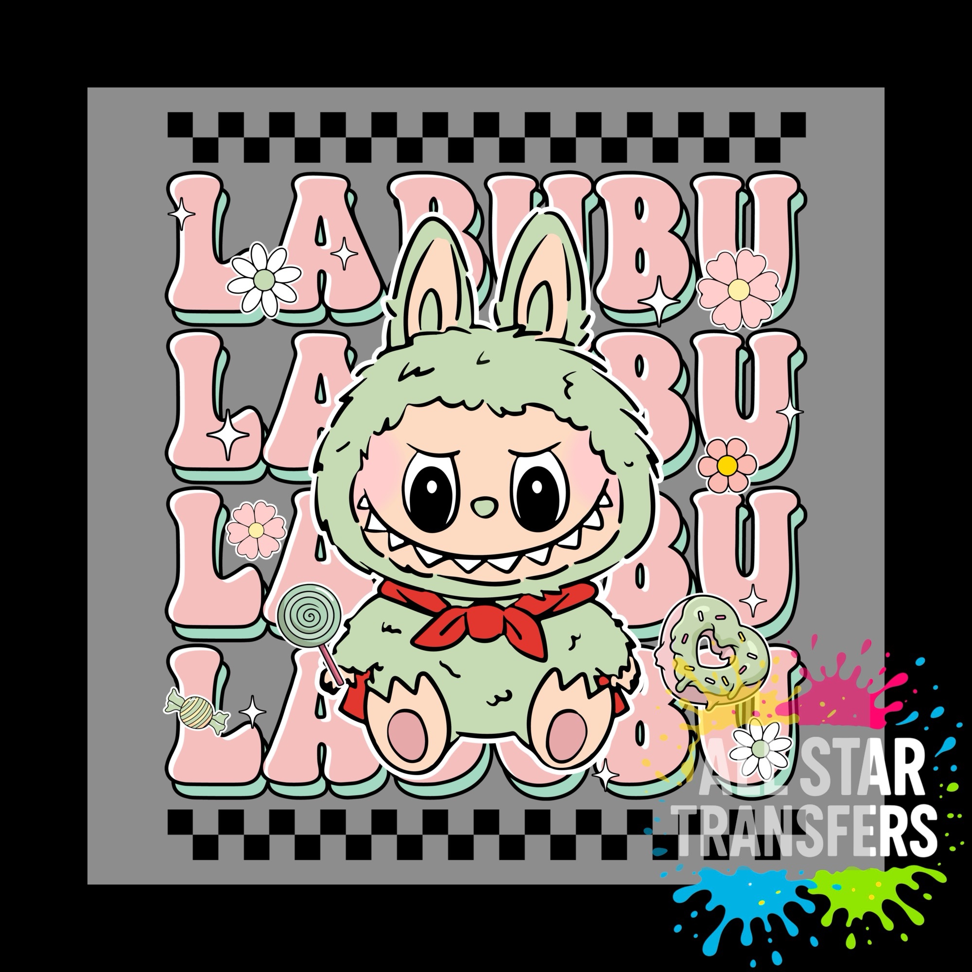 Cute Monster Check - Pink/Mint