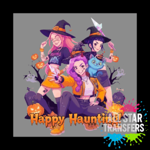 Halloween - Huntrix Group with Cat Happy Halloween - Design 2