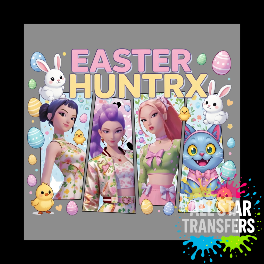 Easter Huntrix 4 block with cat and Bunnys